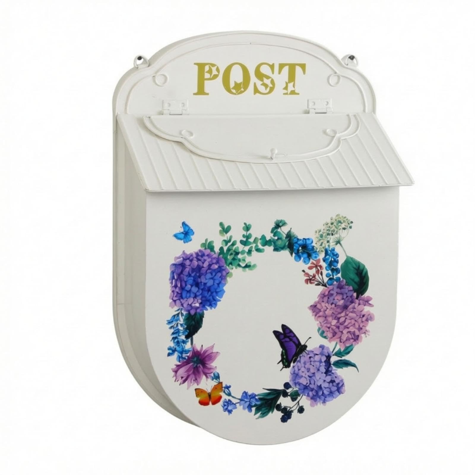 Wall-Mounted Mailbox with Lid Vintage Wall Mailbox with Slot Decorative Letterbox for Porch, Entryway, Garden-image-9