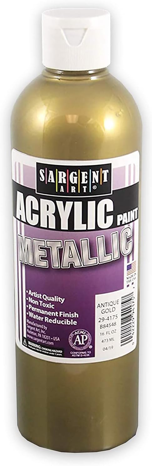 Sargent Art 16oz Metallic Acrylic Paint, Antique Gold