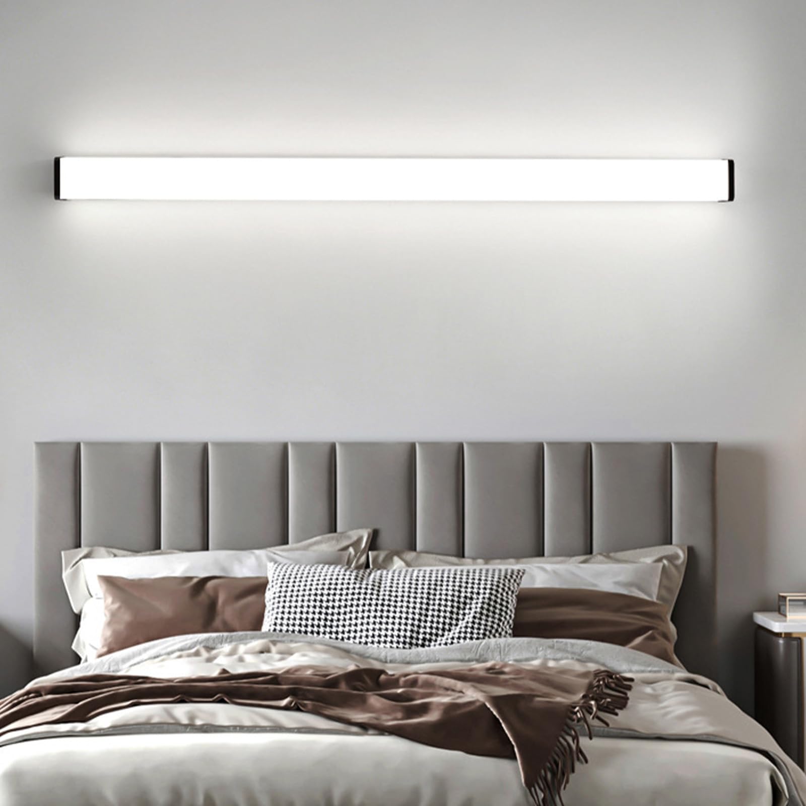 Lampa ścienna LED do wnętrz ściemnialna 3000K-6000K Lampa ścienna z pilotem Nowoczesne aluminiowe długie oświetlenie ścienne do sypialni salon korytarz schody (biały, 45 cm)
