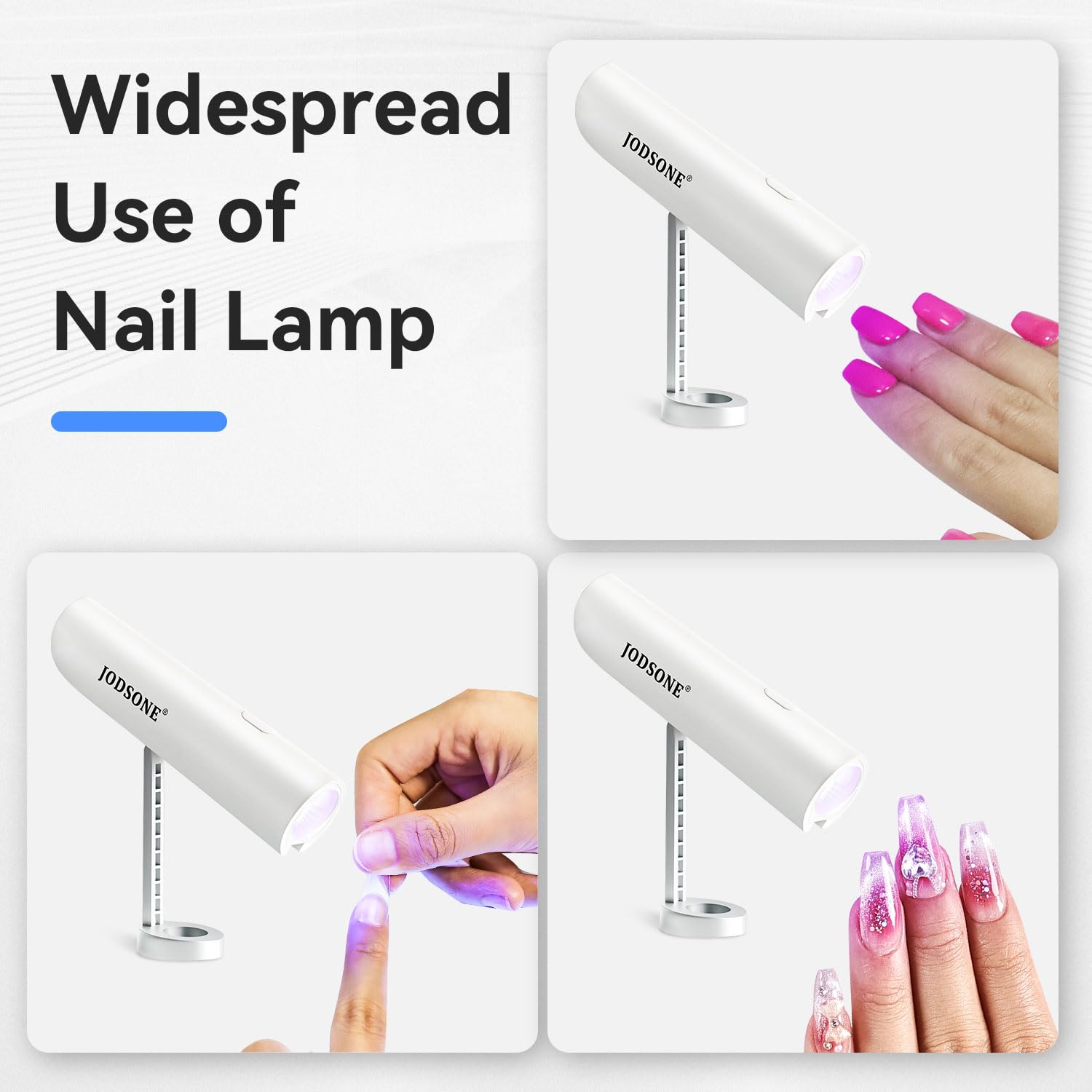 JODSONE Mini Lampada LED Unghie, Lampada portatile a U V con supporto Lampada portatile compatta per unghie ricaricabile USB Asciugatrice per unghie per casa salone di bellezza fai da te, bianco