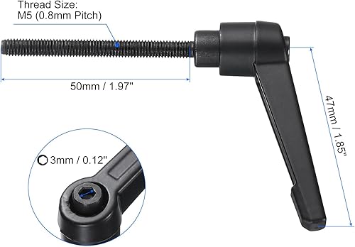 Miniatura 17 de uxcell 4 manijas de palanca de sujeción, perno macho roscado de acero al carbono de óxido negro M8 x 0.59 pulgadas, asas ajustables de bloqueo