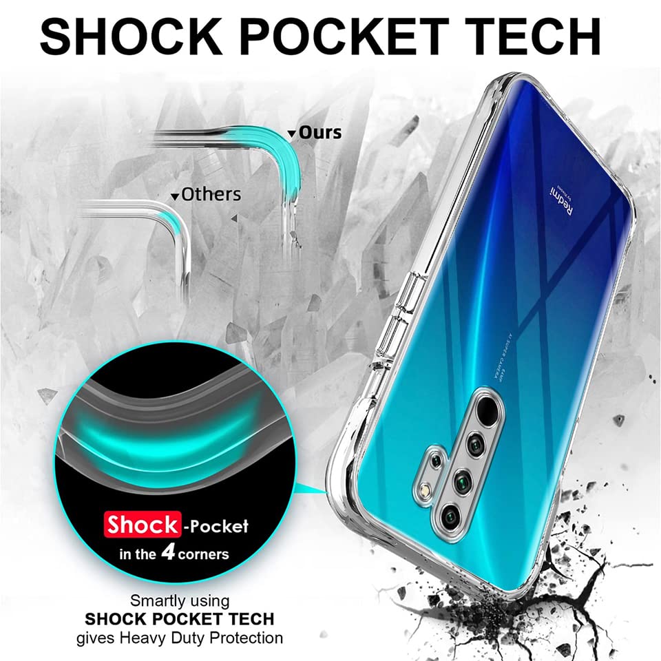 Image of Jkobi Back Cover Case for Xiaomi Mi Redmi Note 8 Pro (Silicone Crystal Clear | Pure Camera Protection | Soft and Flexible for Charger and Headphone sockets | Shockproof Bumpers | Transparent)