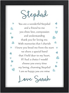 Personalised Step Dad Fathers Day Poem Gifts for Best Step Dad Daddy Presents - Stepdad Step Father Thank You Gifts Presents Fathers Day - A5, A4, A3 Prints and Frames