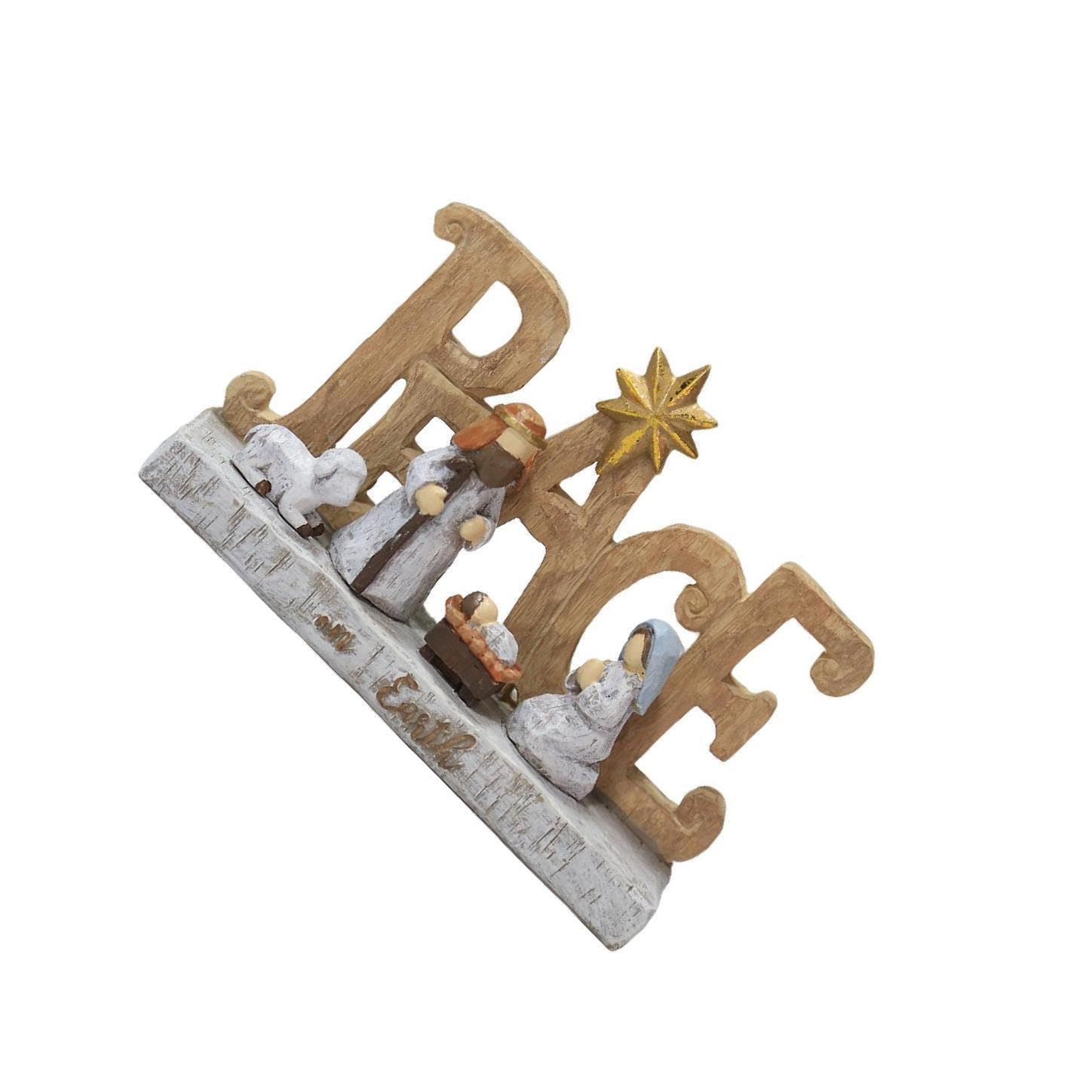 TWISAXC Holy Family Nativity Statue Christian Scene Resins Figurine Display Christmas Nativity Scene Statue Rack