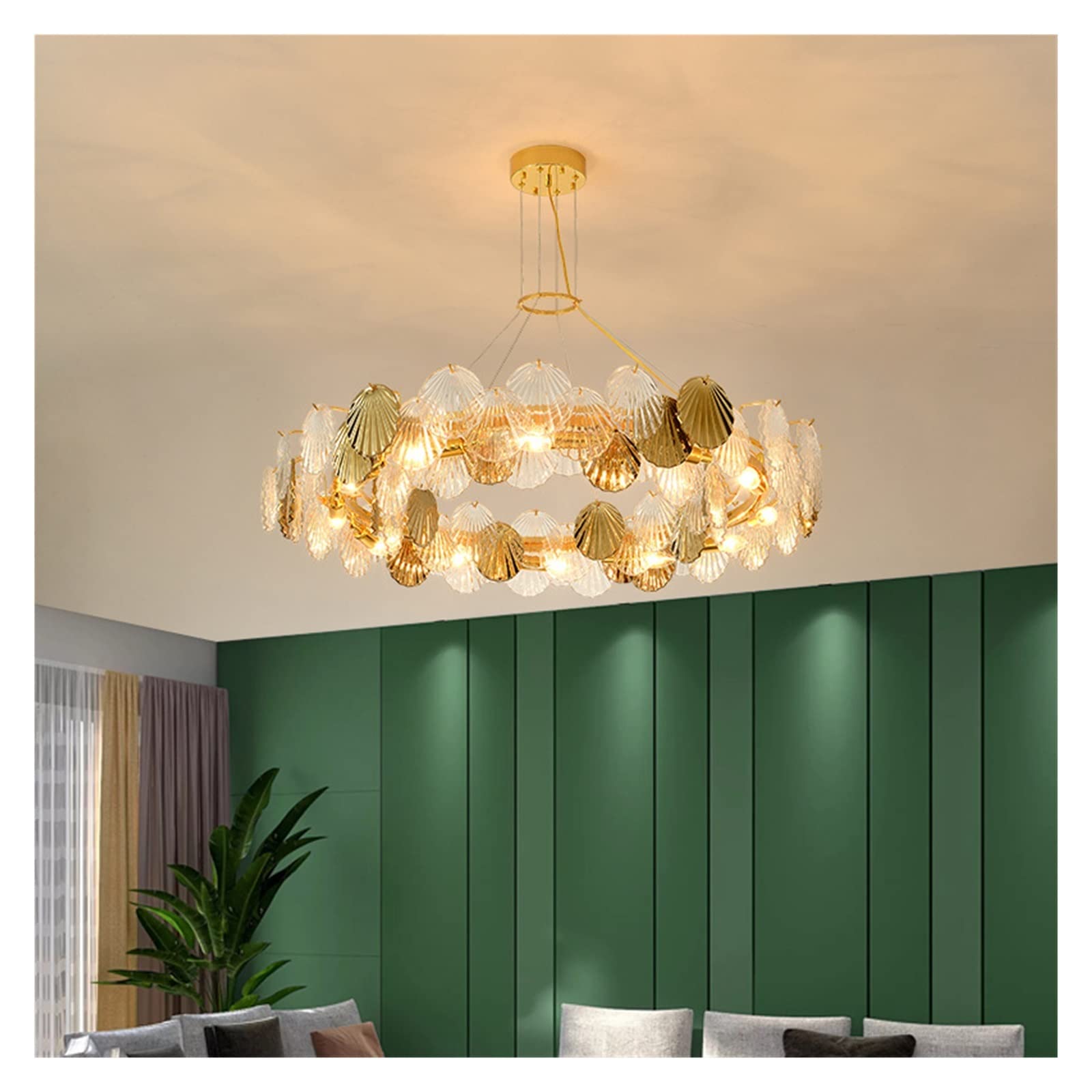 LYMSXAZOU Crystal Chandelier Lighting Nordic Pendant lamp Luxury Living Room Large Chandeliers Ceiling Hanging Cluster Light for Bedroom (Color : 1 Ring 60cm)