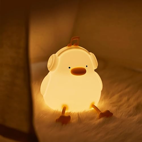Luz nocturna para niños, bonita lámpara de pato musical, lámpara recargable USB de 3 niveles regulable con temporizador, juguete relajante para