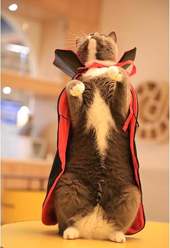 Dog Cat Vampire Cloak Costume for Small Medium Large Dogs Cats, Halloween Dog Costumes Cat Vampire Cloak(Small)