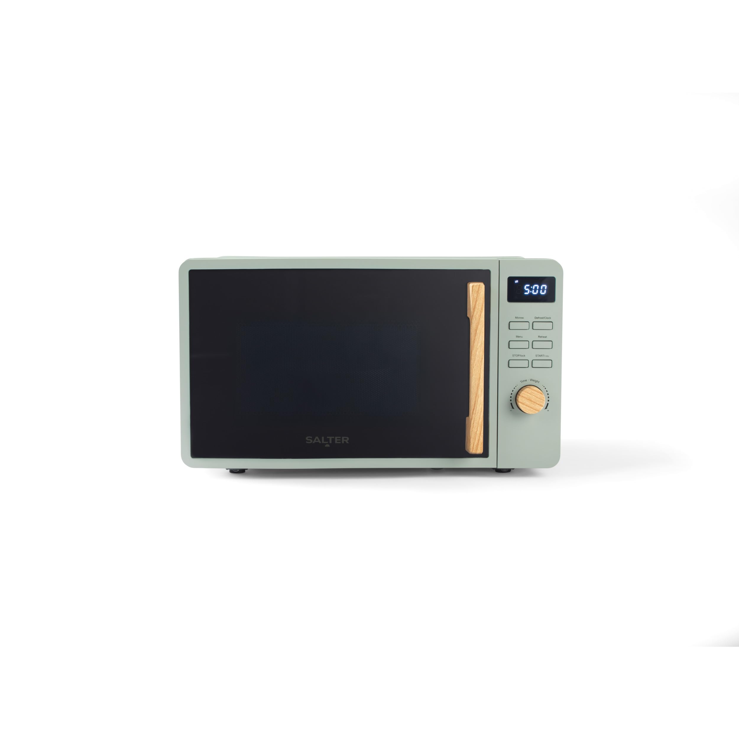 Salter Malmo 20 L Digital Microwave Oven - Clock and 60 Minute Timer, 8 Cooking Presets, Digital LED Display, Defrost, Solo Microwave, 27cm Glass Turntable, Easy Clean, Sage Green, 800 W