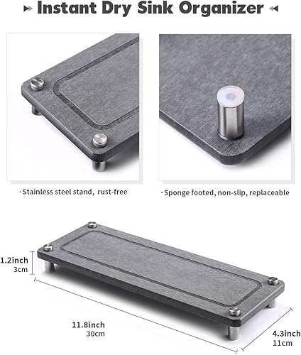 Miniatura 7 de Organizador de fregadero de secado instantáneo y organizador para debajo del fregadero