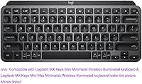 Vista 2 de Funda de silicona para teclado de escritorio ultra fina, compatible con teclas Logitech MX Mini Minimalista y MX Keys Mini para Mac Teclado Negro