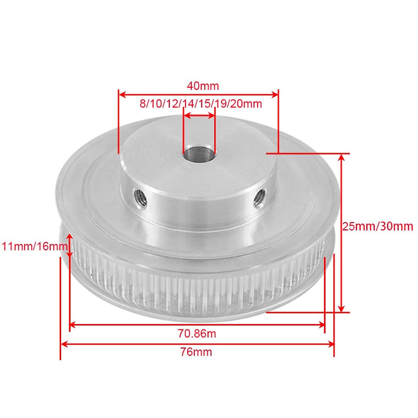 Timing Pulley Arc Tooth 75 Teeth 3_M Synchronous Pulley, Bore 8/10/12mm, for Width 9/10/15mm HTD3M Timing Belt, 75Teeth 75T (NO.1293)(for Belt Width 9mm,Bore 20mm)