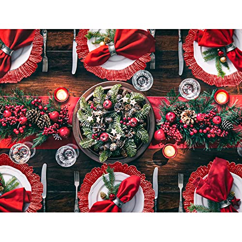 Juego de 12 platos decorativos redondos rojos de plástico miniatura 4