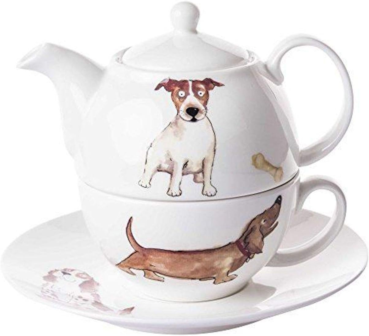 Roy Kirkham Tea for One Teapot with Tea Cup and Saucer Dogs Teapots