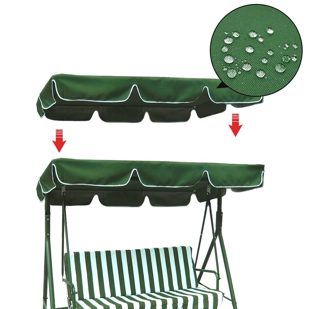 Toit De Rechange De Balançoire Imperméable Anti-UV 142×120 164×114 190×132 195×125 210×145cm Toile De Balancelle De Jardin Terrasse Balcon(Black,74.8x47.2in-190x120cm)