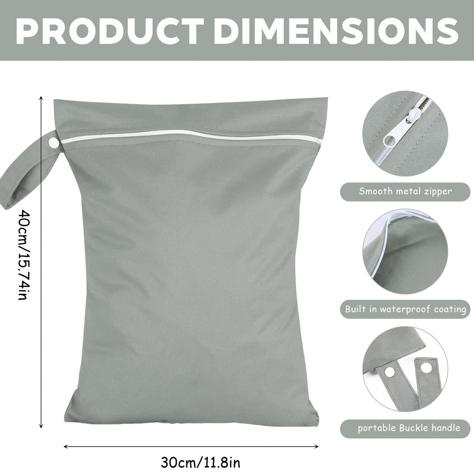 Bolsas Húmeda Seca 40x30 cm Impermeable Reutilizable con Cremallera y Asa para Hogar Natación Viaje