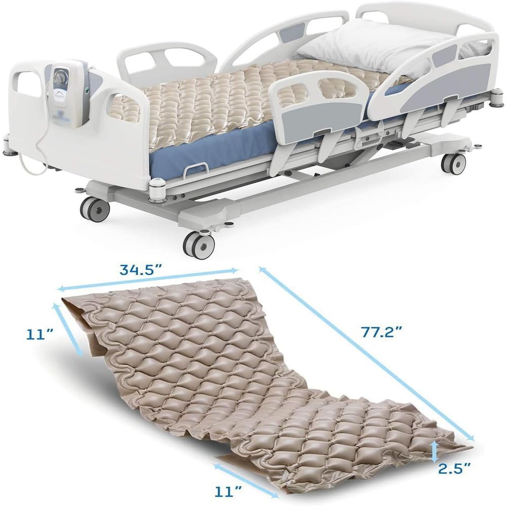 Genérico Colchón de Presión Alterna, Colchón de Aire Antiescaras, Colchón de Aire Antiescaras para Camas Domésticas para la Prevención del Lcer Y El Tratamiento de Pacientes Encamados,Beige