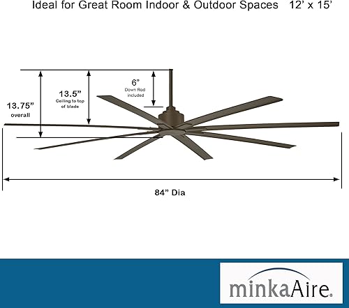 Miniatura 2 de Minka-Aire F896L-84-ORB Ventilador de techo Xtreme H20 de 84 pulgadas para exterioresinteriores de 8 aspas  Motor silencioso de CC reversible de 6