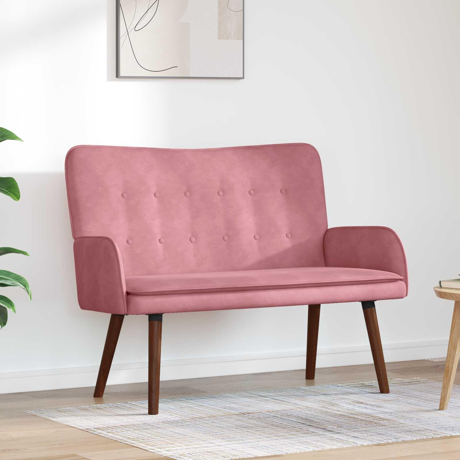 vidaXL Sofá de 2 Plazas Rosa 115 x 61 x 87 cm Terciopelo