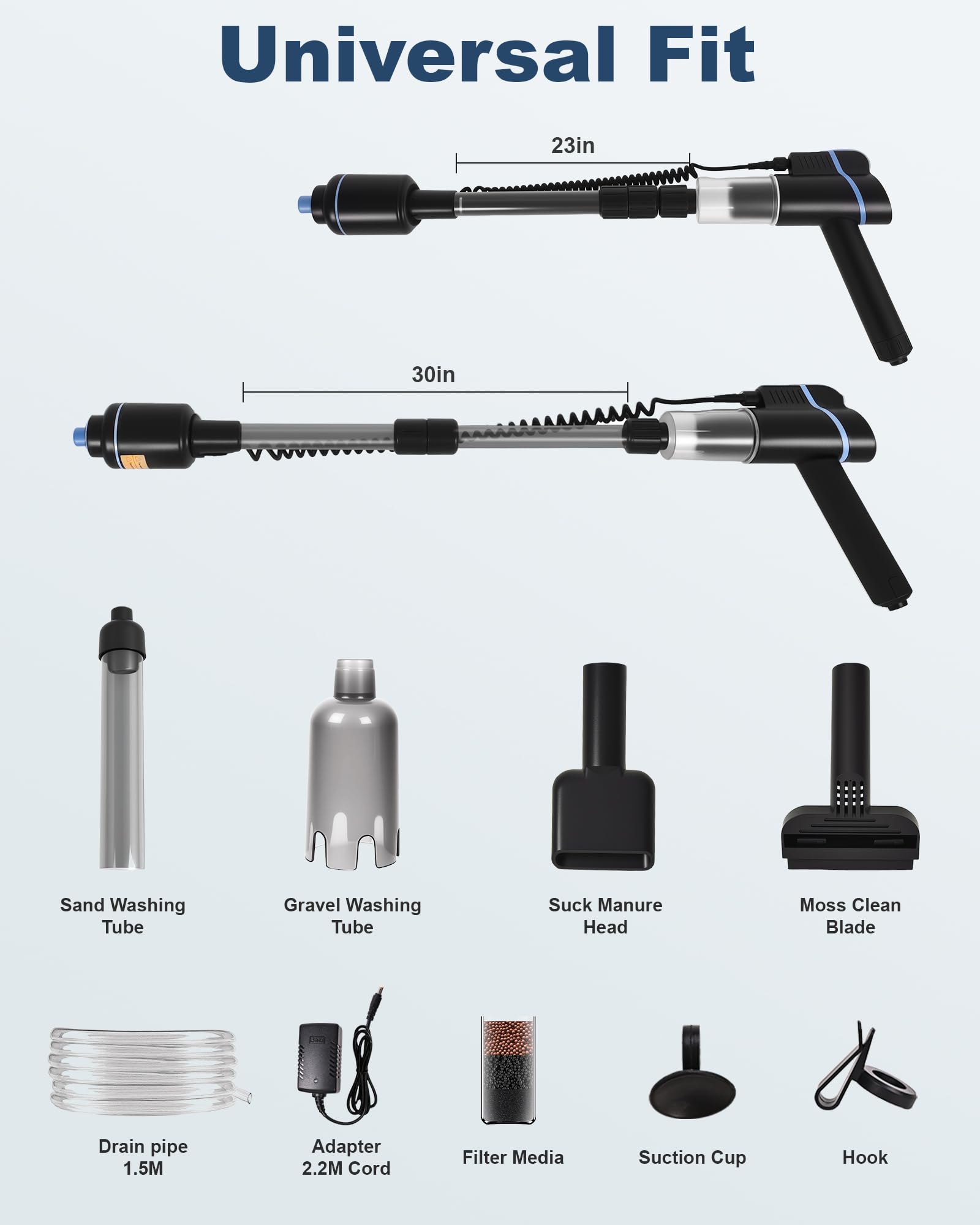 Aspirateur à gravier pour aquarium - Pompe à siphon - Changeur d'eau - Nettoyeur de sable - Outils de nettoyage pour aquarium - Filtre à eau