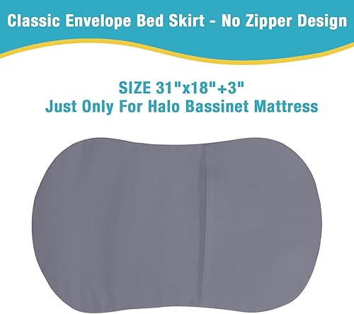 Miniatura 2 de Funda de colchón de moisés adecuada para Halo Bassinest giratorio, suave, transpirable, impermeable, a prueba de fugas, cierre de sobre, gris, 31 x