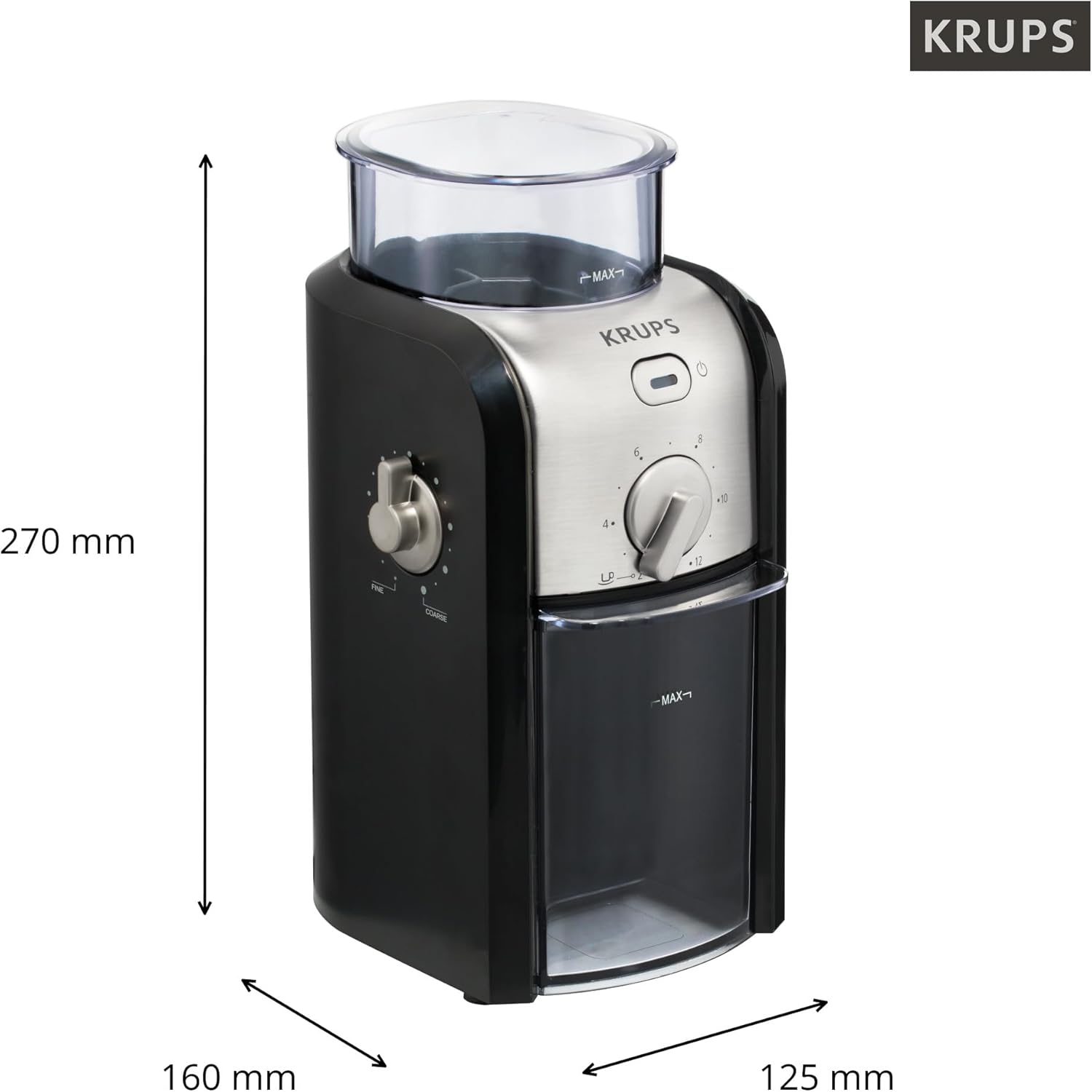 Krups Expert Burr, Automatic Coffee Grinder, Easy Clean, black&silver, GVX231 7 61Y2sPqPGlL. AC SL1500