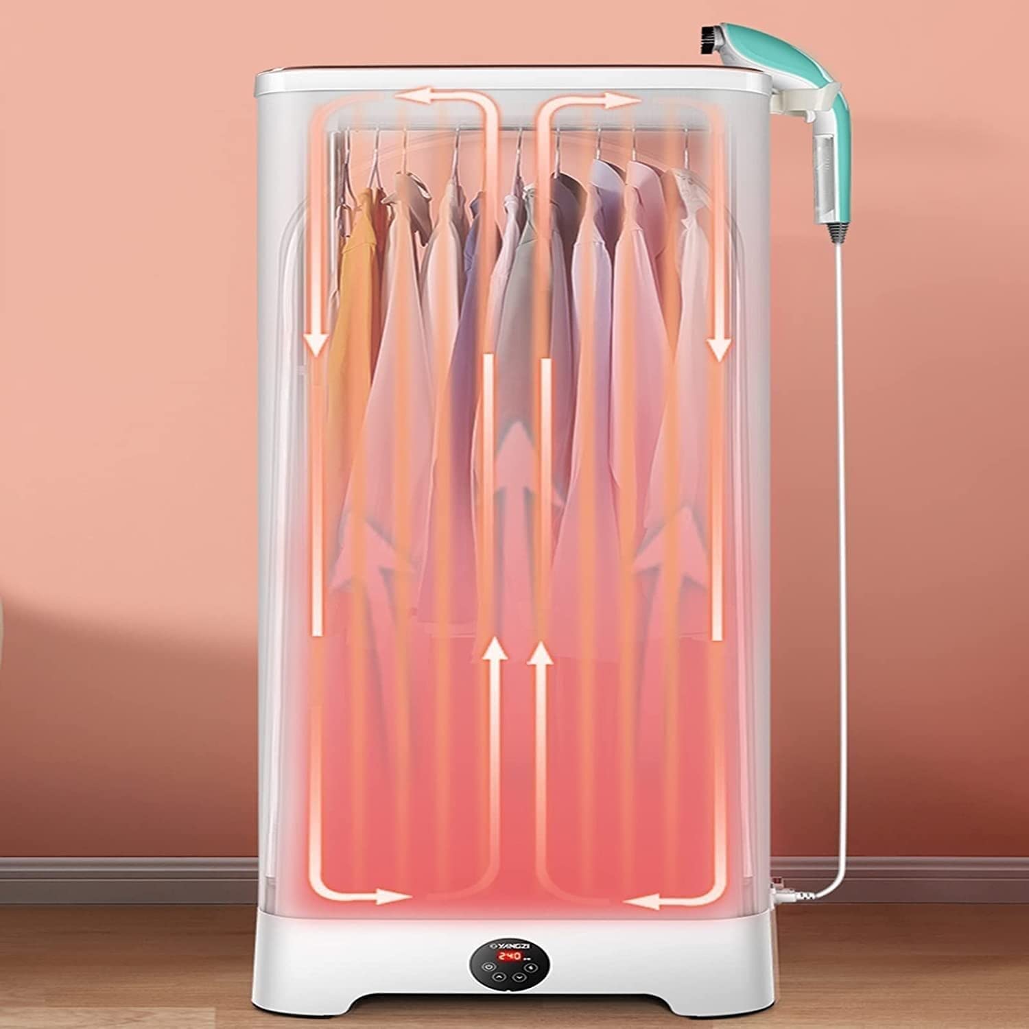 Secadora de Ropa eléctrica Multifuncional, 900W PTC Cerámica Secado rápido Máquina de Planchado de Ropa de Gran Espacio Ajustable de Doble Capa Máquina de Secado for el hogar