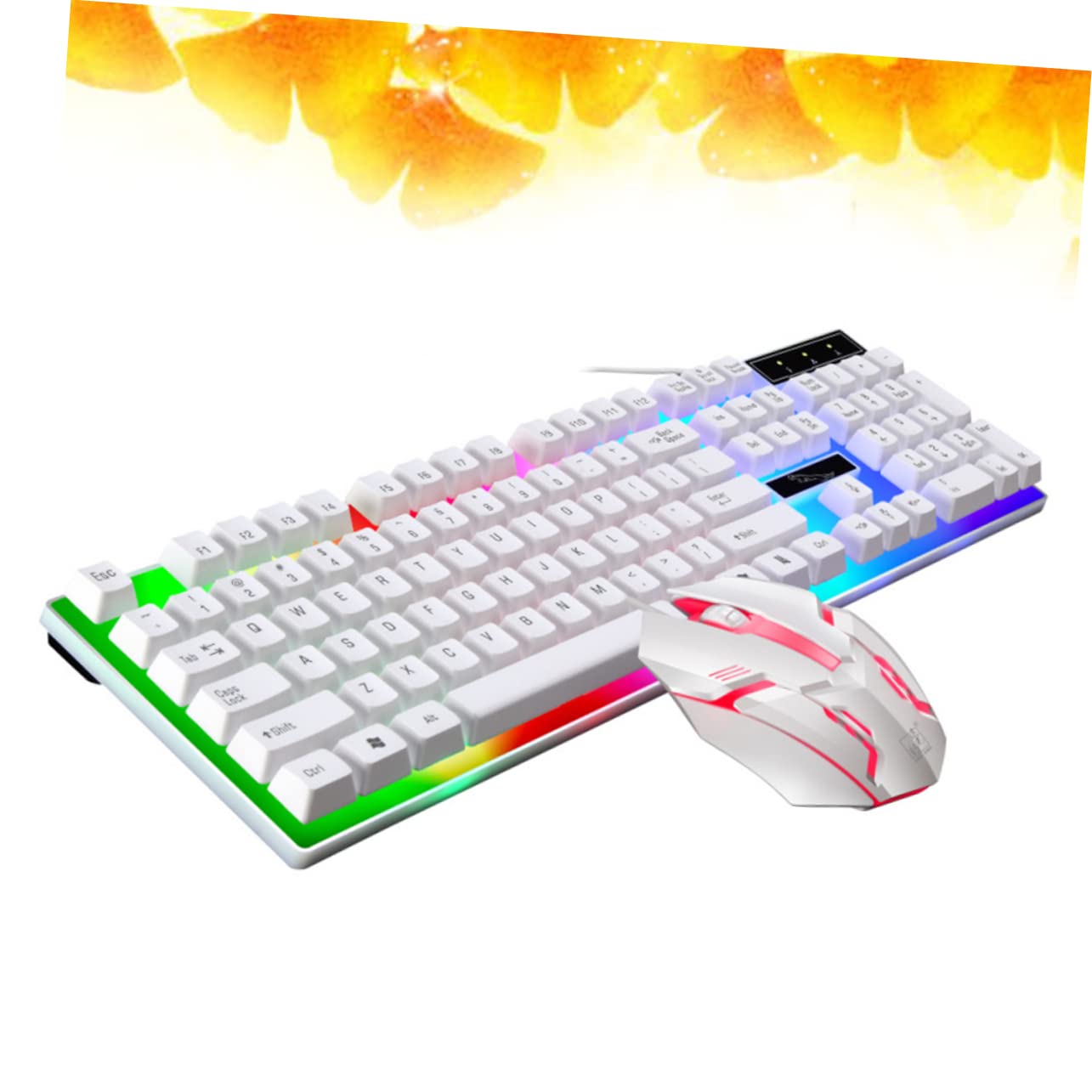 TEHAUX Tastiera e Mouse da Gioco Mouse USB Ergonomico Cablati Set Retroilluminazione LED Colorata Accessori per Computer Design Anti-versamento per PC da Gaming per Gamer