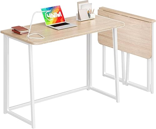 Miniatura 78 de 4NM Escritorio plegable pequeño de 31.6 pulgadas, escritorio plegable de oficina en casa, mesa de estudio para dormitorio pequeño que ahorra natural