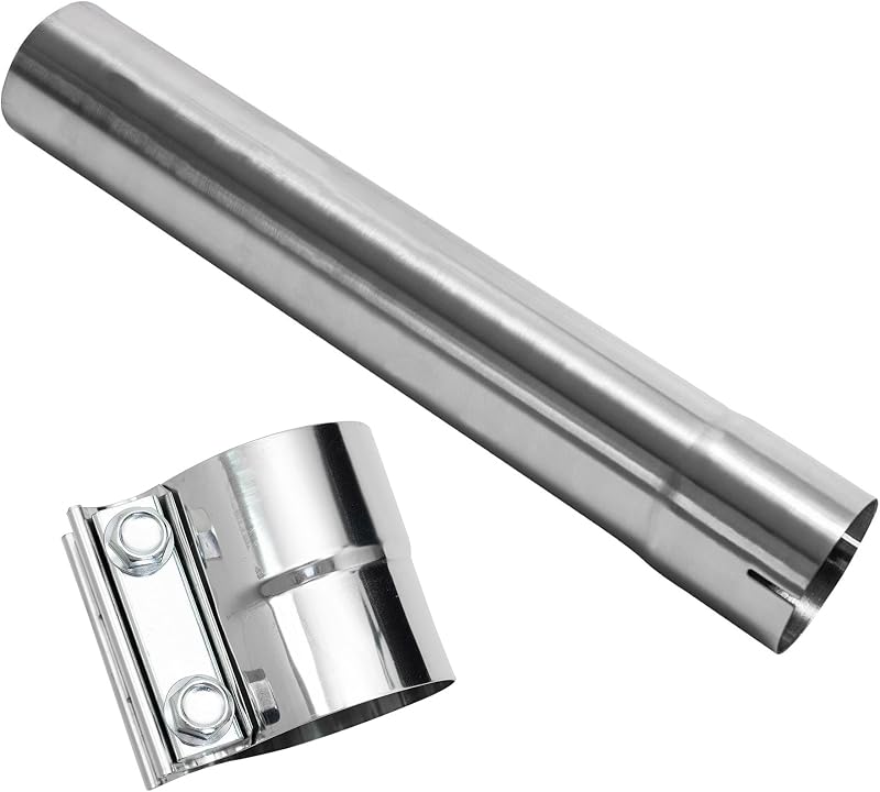 Tubo de escape em aço inoxidável T304 ZJXDZY 3" com adaptador, abraçadeira e luva de união – 1 unidade