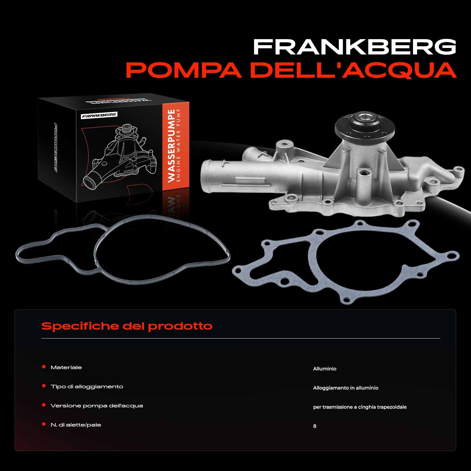Frankberg Pompa acqua refrigerante Diesel Compatibile con Vito Bus W639 2.2L Sprinter 3 5-T Pianale/Telaio B906 2.2L Vito/Mixto Furgone W639 2.2L Sprinter 5-T Pianale/Telaio B906 2.2L A6462001601