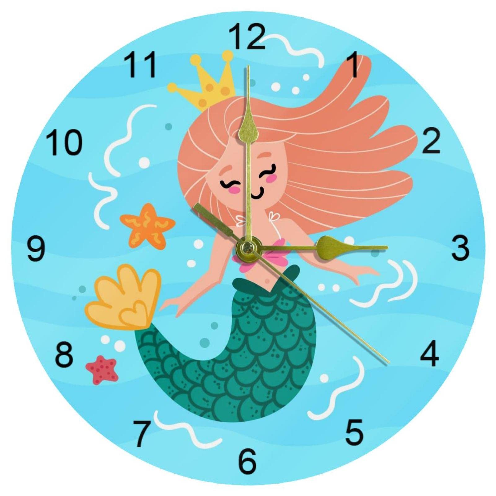 Horloge murale sirène ronde, le cadeau idéal pour la décoration