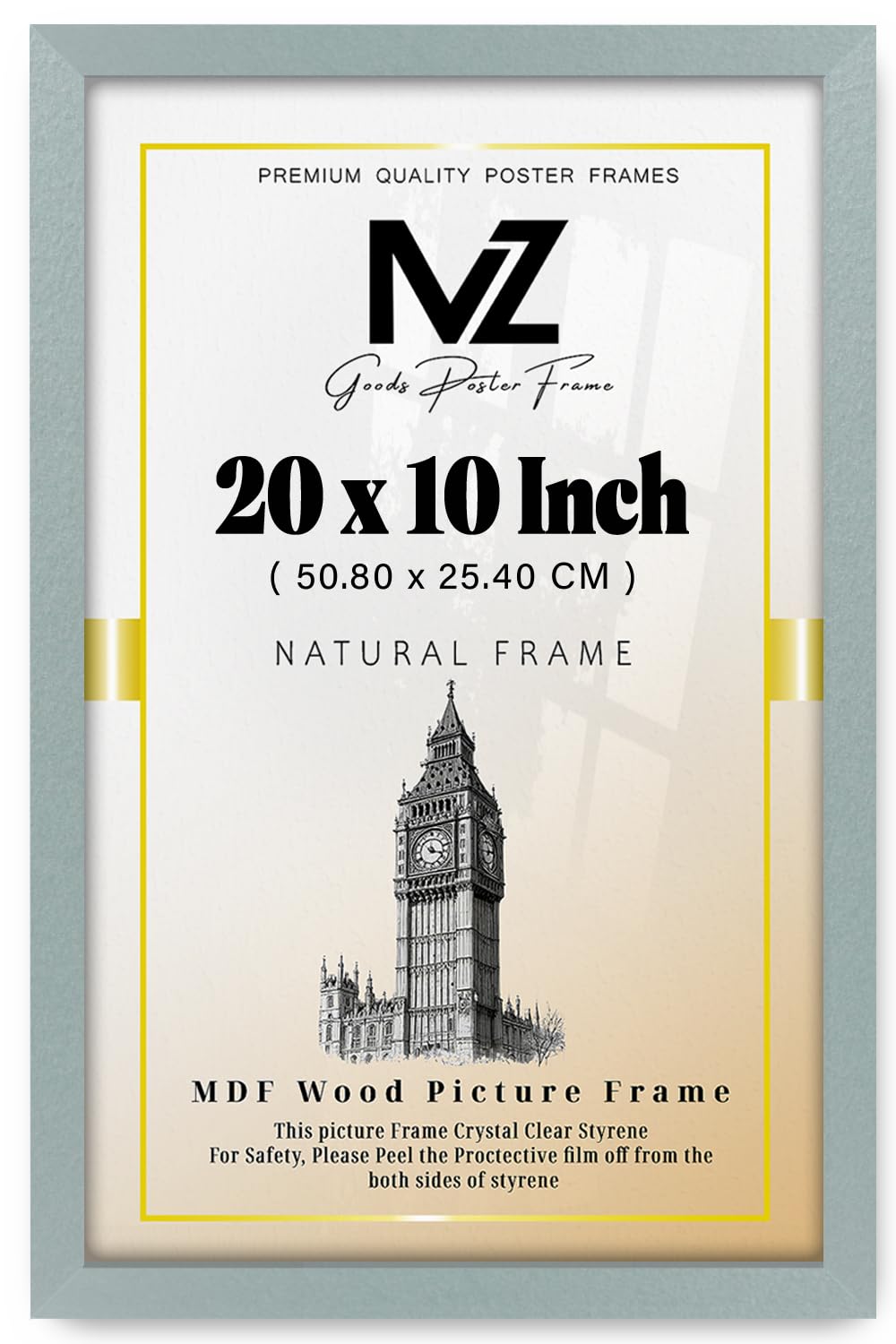 MZ GOODS | Stunning 1' 8" x 0' 10" Silver Posters Frame - (50.80 x 25.40 CM) Horizontal/Vertical Wall Hanging for Posters & Artwork 10 x 20 Inch [ Silver ]