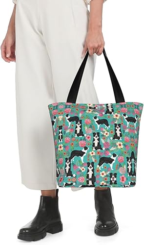 Miniatura 7 de MyPiky Azul Rosa Y Púrpura Colores Pastel Impresión Hombro Tote Bolso De Gran Tamaño Bolso De Las Mujeres Bolso De Compras Para Las Mujeres, Border