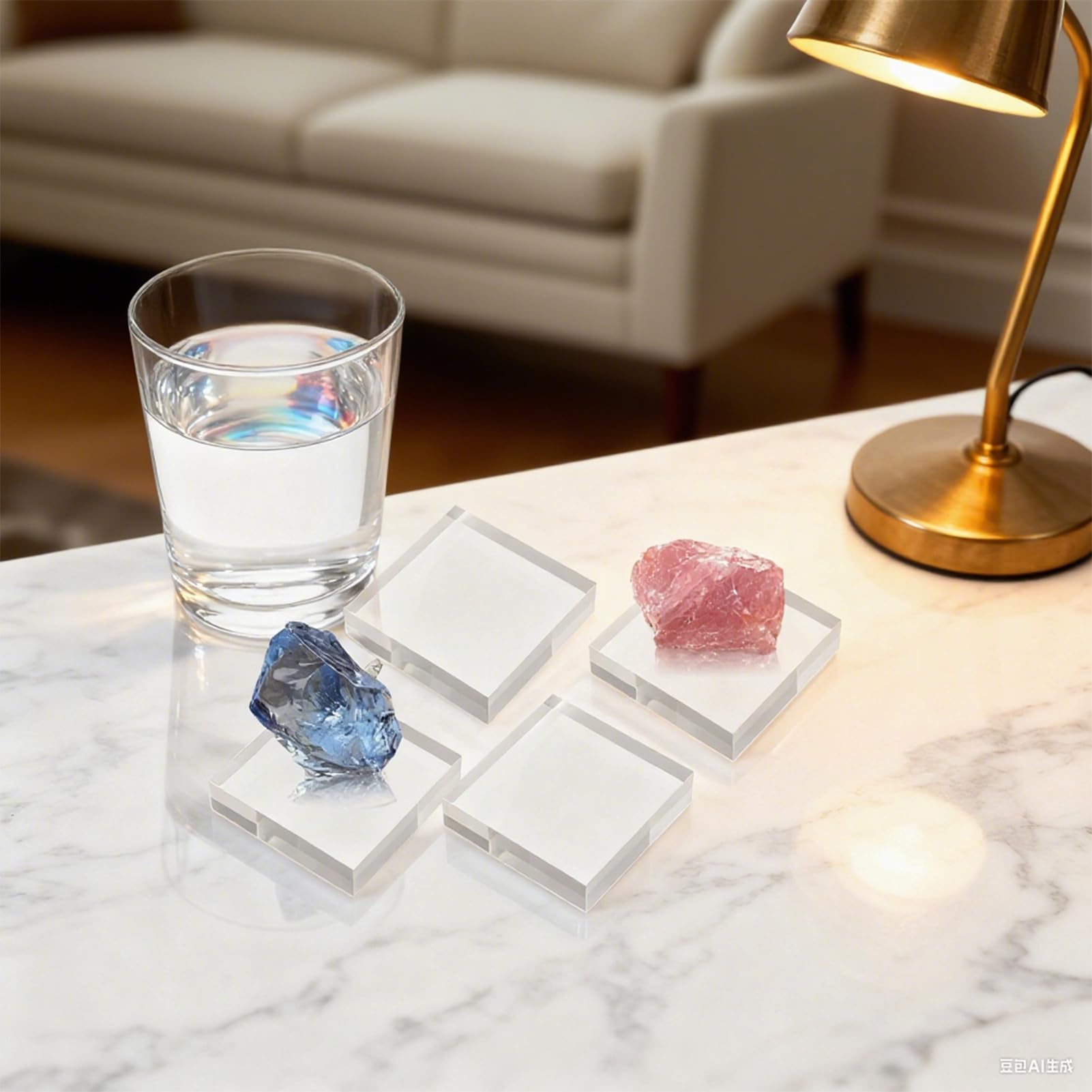 Socle En Acrylique,4 Pièces De Blocs Transparents | Rehausseurs de Présentation pour Parfums - Pour Artisanat Bijoux Parfum Collection Accessoires Nourriture Fête Gâteau Trophée
