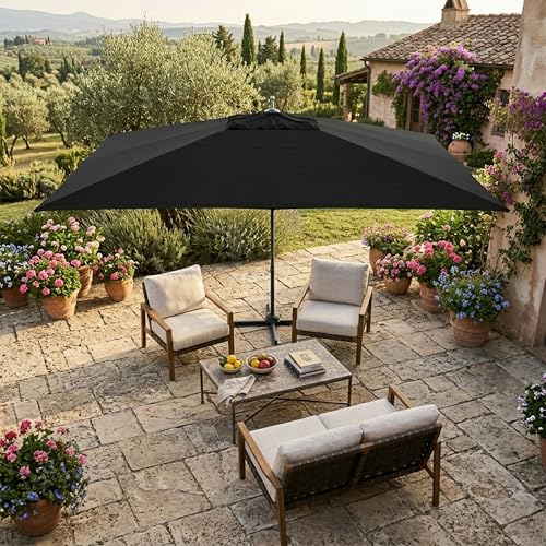 Parasol déporté rectangulaire inclinable pour stopper le soleil éblouissant - 5