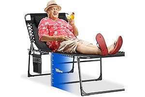 EZCHEER High Beach Chairs for Elderly, Extra Wide 16" High Folding Chaise Lounge