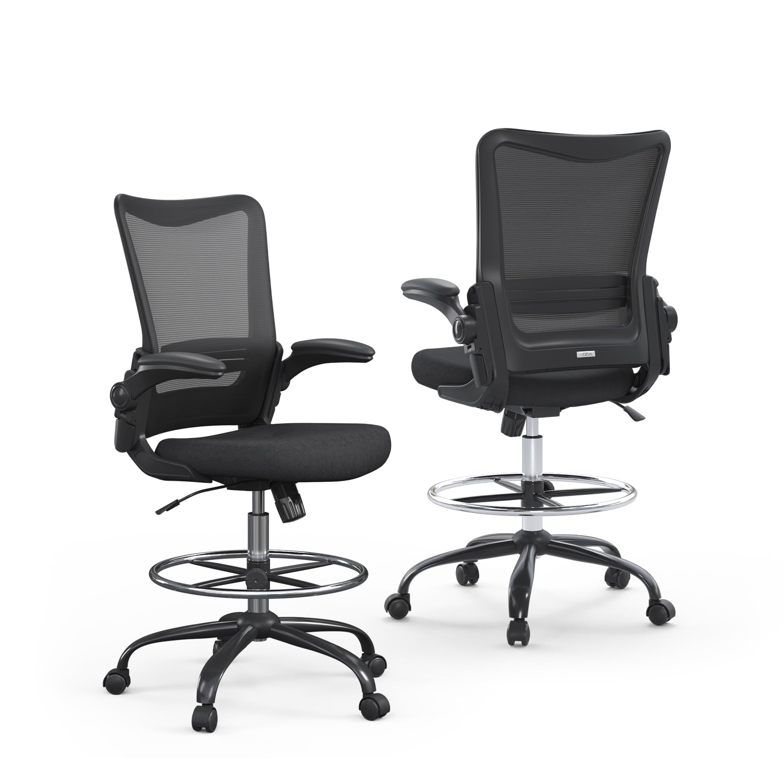 Drafting Chair,Tall Office Chair for Standing Desk,Office Drafting Chair with Footrest Ring,High Office Chair with Tilt Back,Extra Tall Office Chairs with Flip Up Armrest