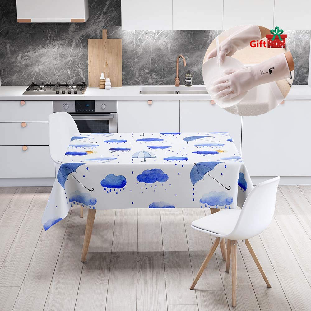 DOTBUY 3D Tovaglia Rettangolare Antimacchia, Impermeabile Tovaglie Antivegetativa Antipolvere Interno ed Esterno Copritavolo Decorativa Matrimonio Alberghi Cucina (Blu,100x140cm