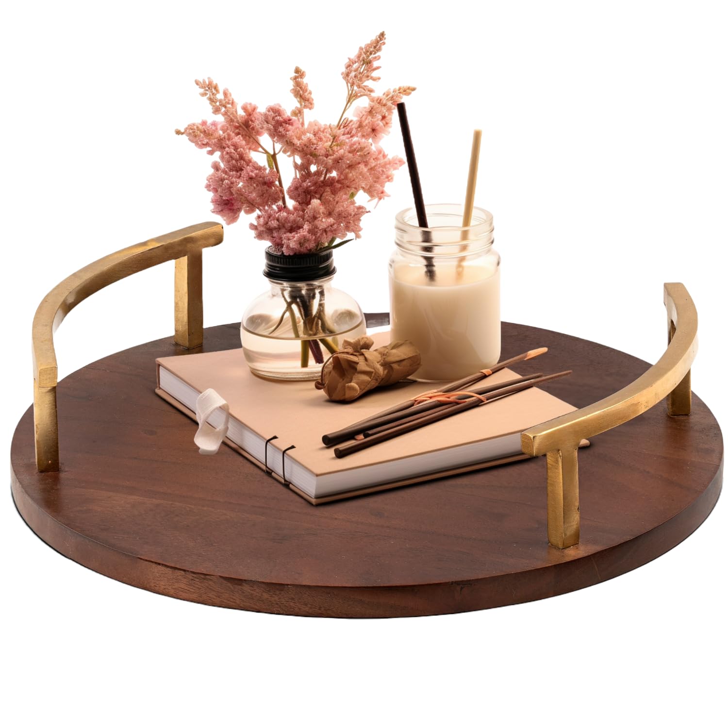 Melvvi Wooden Cupcake Stand | Acacia Wood 2 in 1 Cupcake Stand & Serving Tray | Serving Trays for Kitchen and Home | with 4 Coasters & 1 Knife | Gift for Fathers