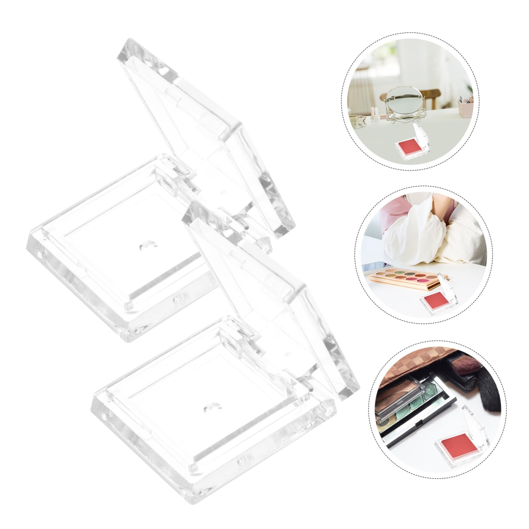 SOESFOUFU 4pcs Square Mini Single Eyeshadow Box for Women Cosmetics Containers Lip Gloss Cases