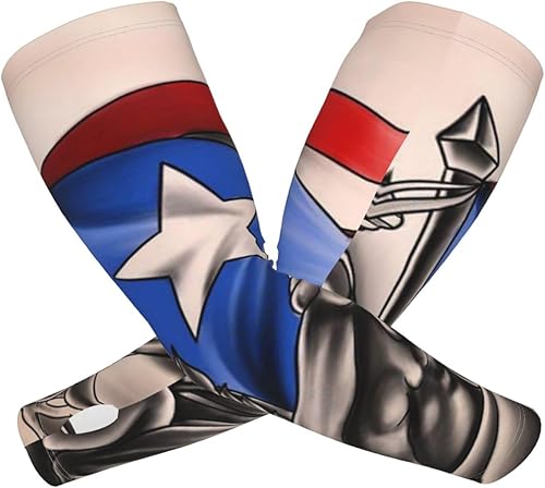 Miniatura 6 de Mangas de protección solar para adultos con bandera de Puerto Rico con diseño de rana y bandera de Puerto Rico, mangas de compresión para tatuajes
