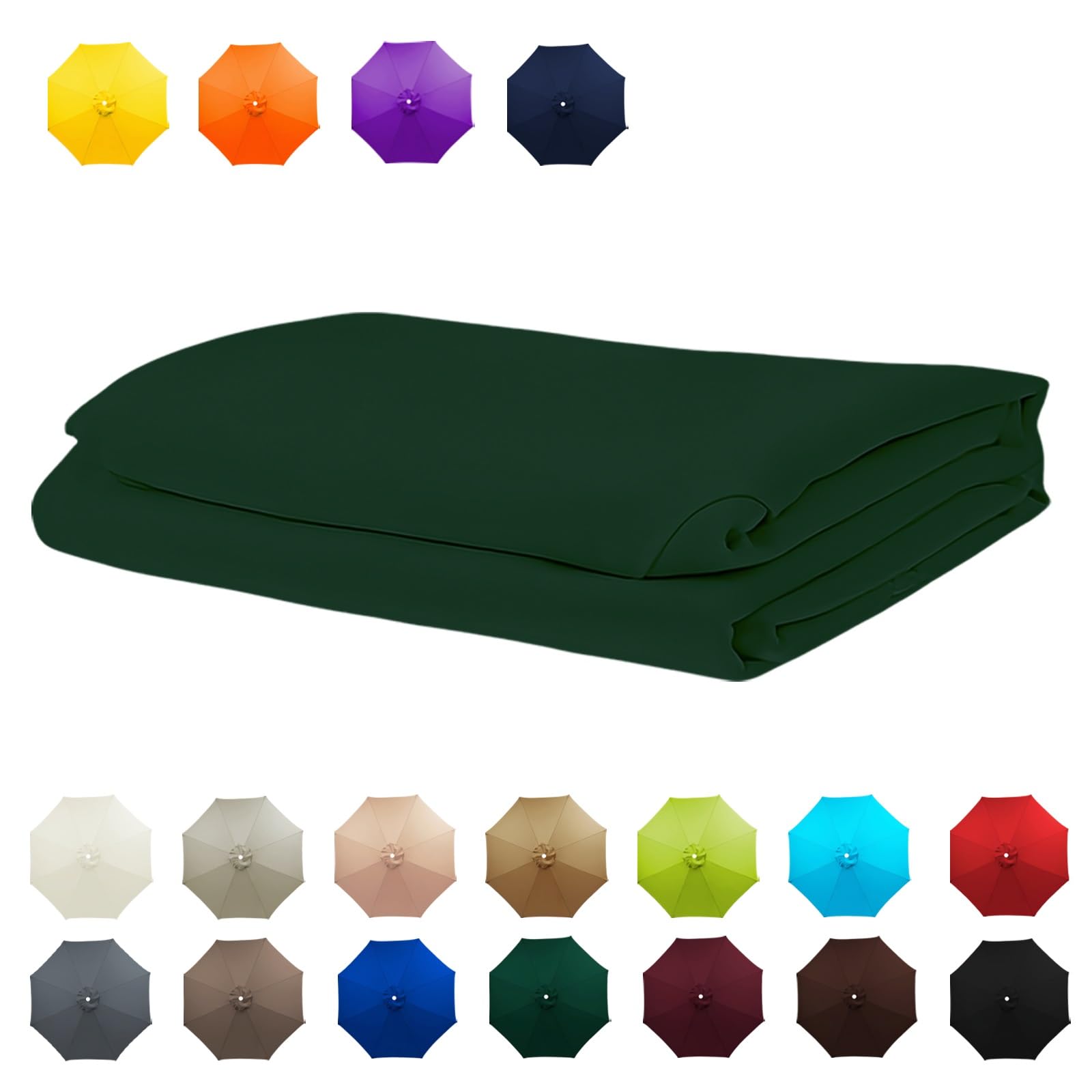 Replacement Umbrella Canopy, 6 Arms/8 Arms replacement parasol cover, Replacement Strong & Thick Umbrella Canopy, Market Umbrella Top, Outdoor Table Umbrella Cover Standby(Dark green,6.5FT/2.0M-8Ribs)