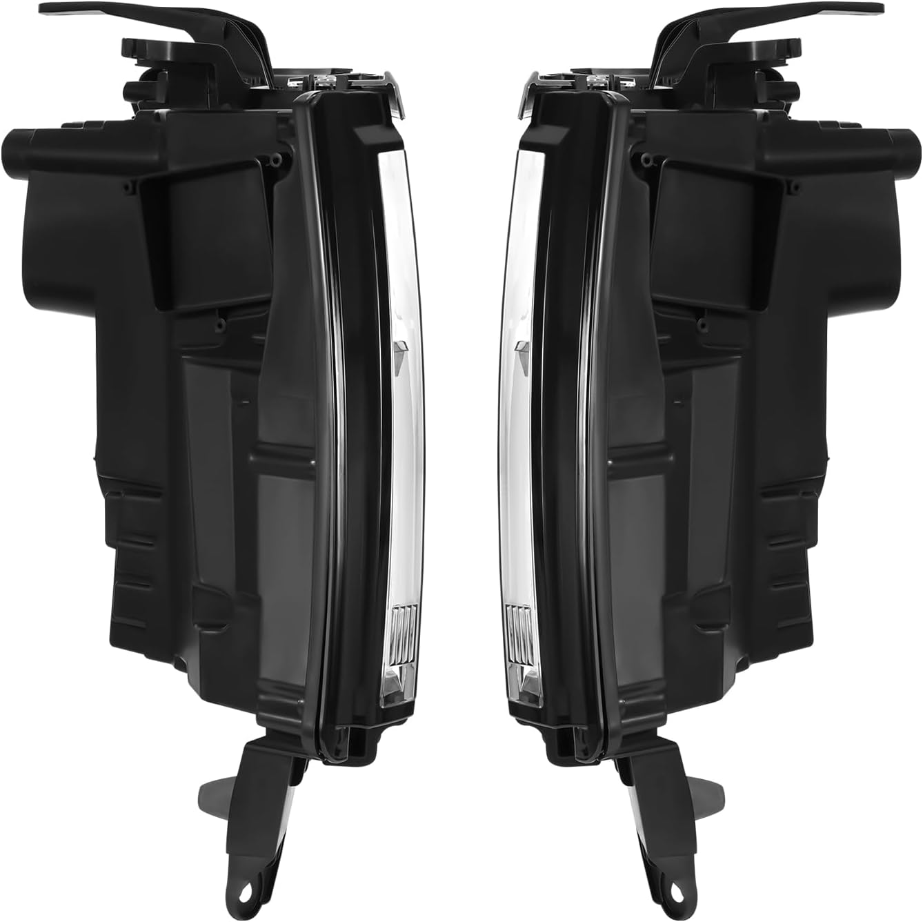 LYNICESHOP Headlight Assembly for 2015 2016 2017 Tahoe Suburban - Halogen Headlight with LED Daytime Running Light & LED Side Marker, Clear Lens Black Housing, OE#23490005 23490006 (A pair)