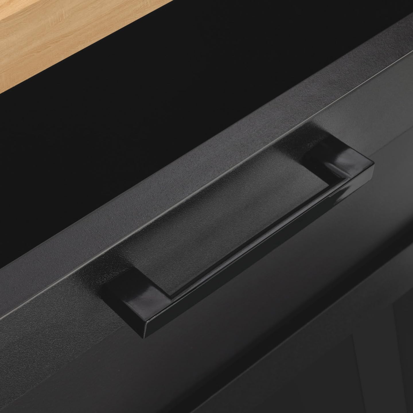 IDMarket - Buffet 100 cm VITO 3 Portes et 1 tiroir Noir et Plateau Bois