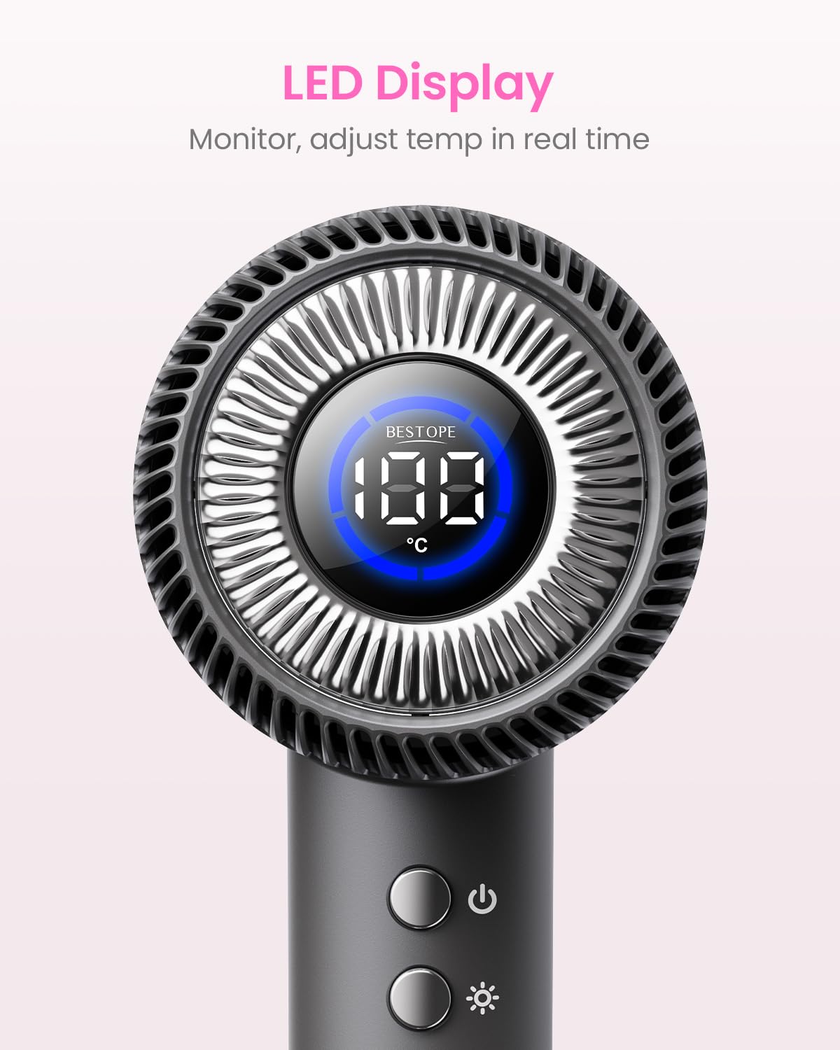 BESTOPE PRO Sèche-cheveux ionique, 110 000 tr/min, sèche-cheveux ionique, sèche-cheveux professionnel, 5 vitesses et 6 températures, technologie ionique négative, gris