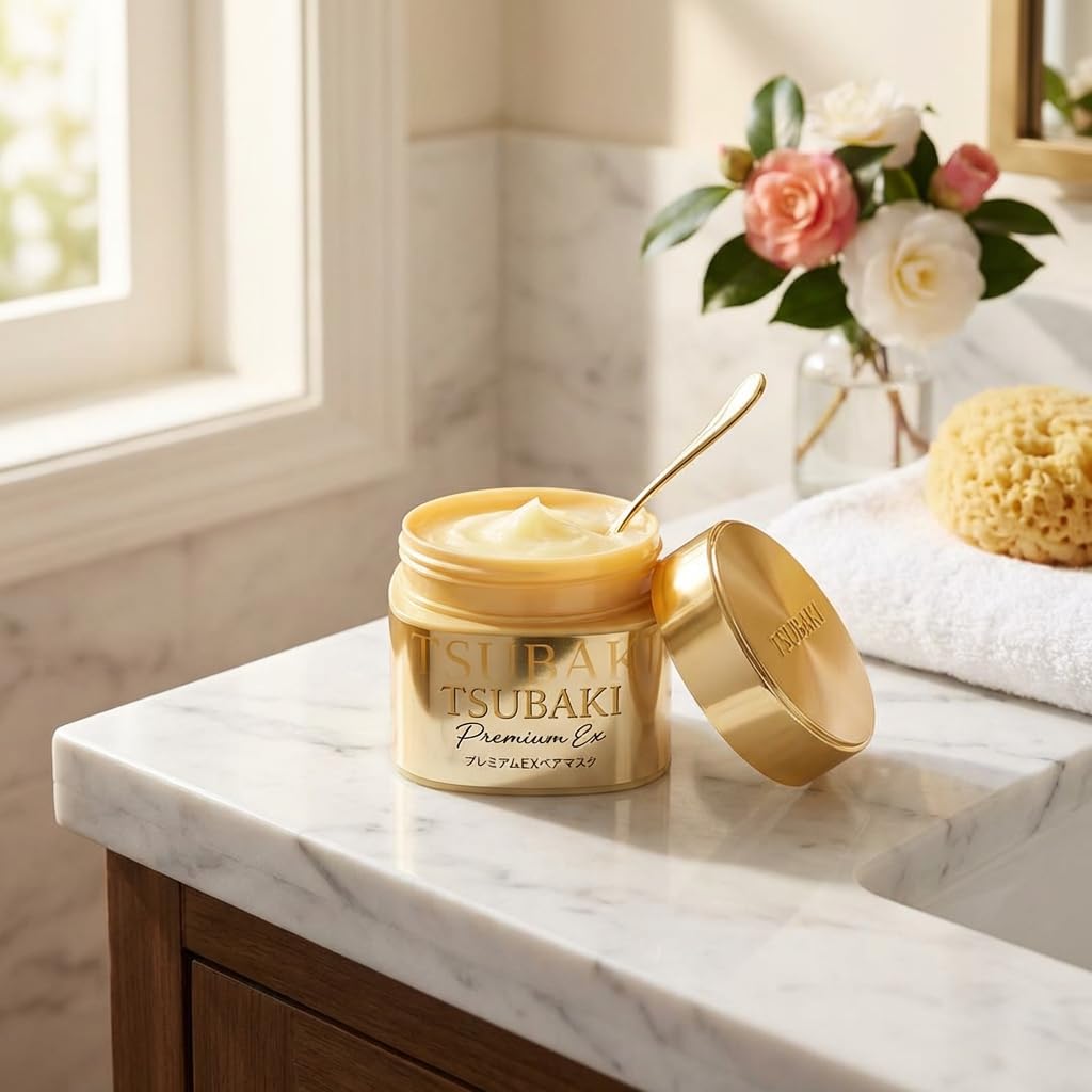 TSUBAKI Premium Ex Reparierende Haarmaske – Intensivpflege für strapaziertes Haar – 180g Tiegel – Hergestellt in Japan