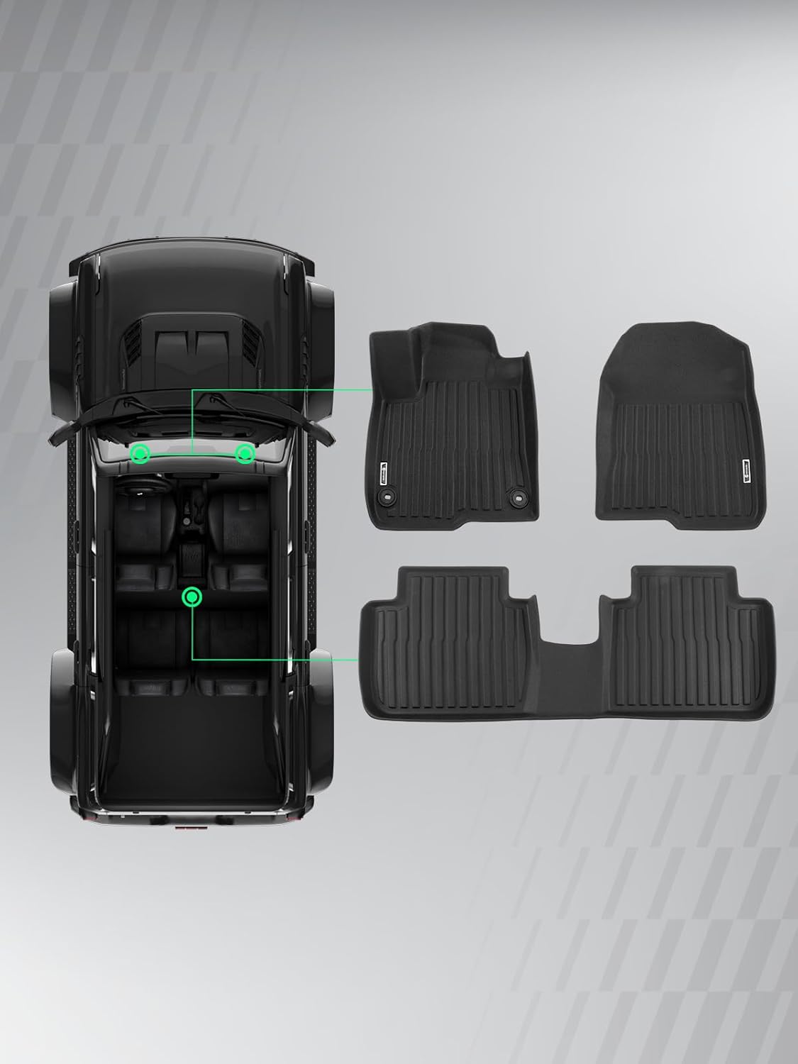 YHTAUTO Automotive Floor Mats Compatible with Honda HR-V 2023-2026, TPE Floor Liners All-Weather Protection Custom Fit, 1st & 2nd Row, Set of 3 - Image 11