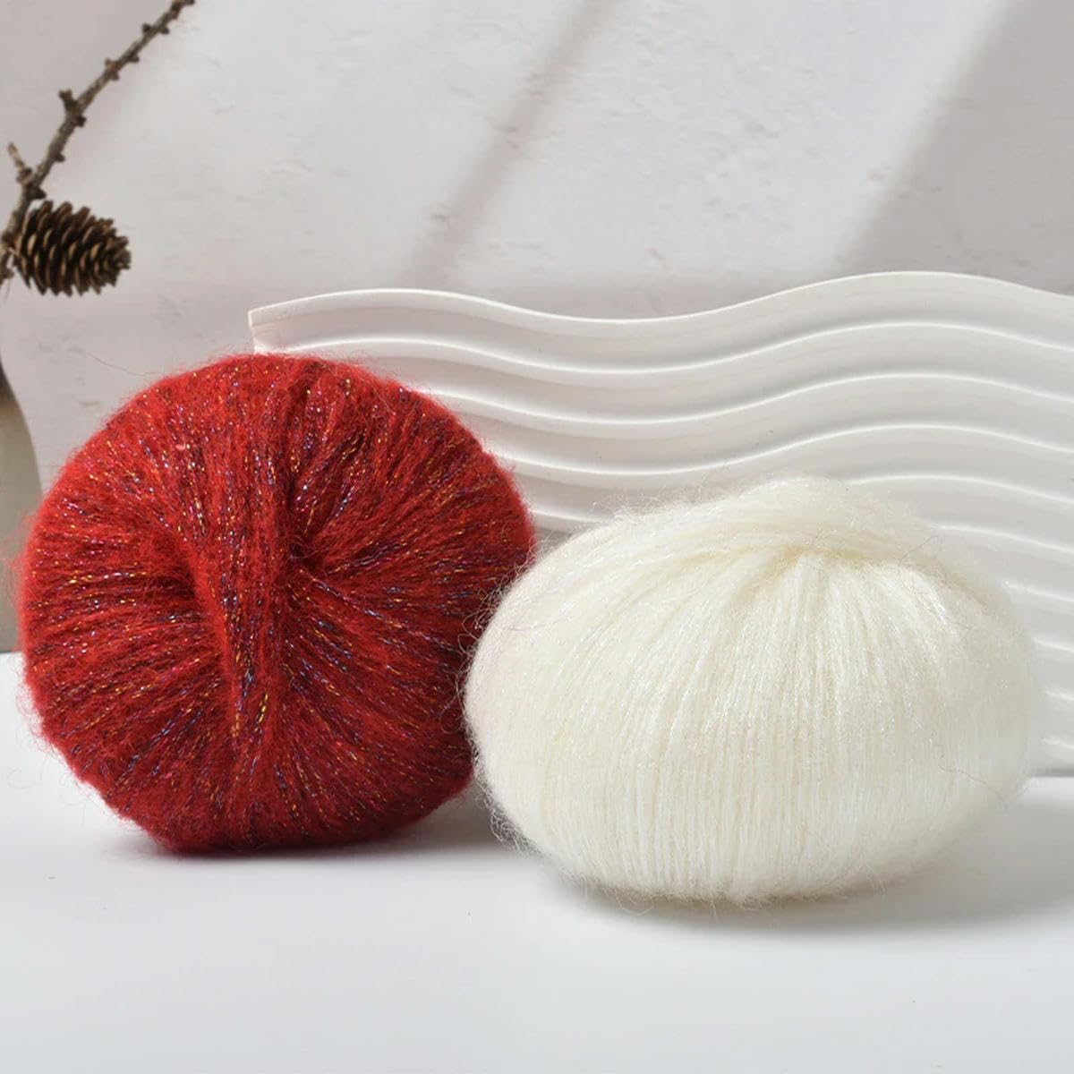 Filato 25g/Pallina Mohair Scintillante Lana Morbida Filato per Maglieria Fai da Te Fatto a Mano Maglione Scialle Cappello Uncinetto Cucito Forniture