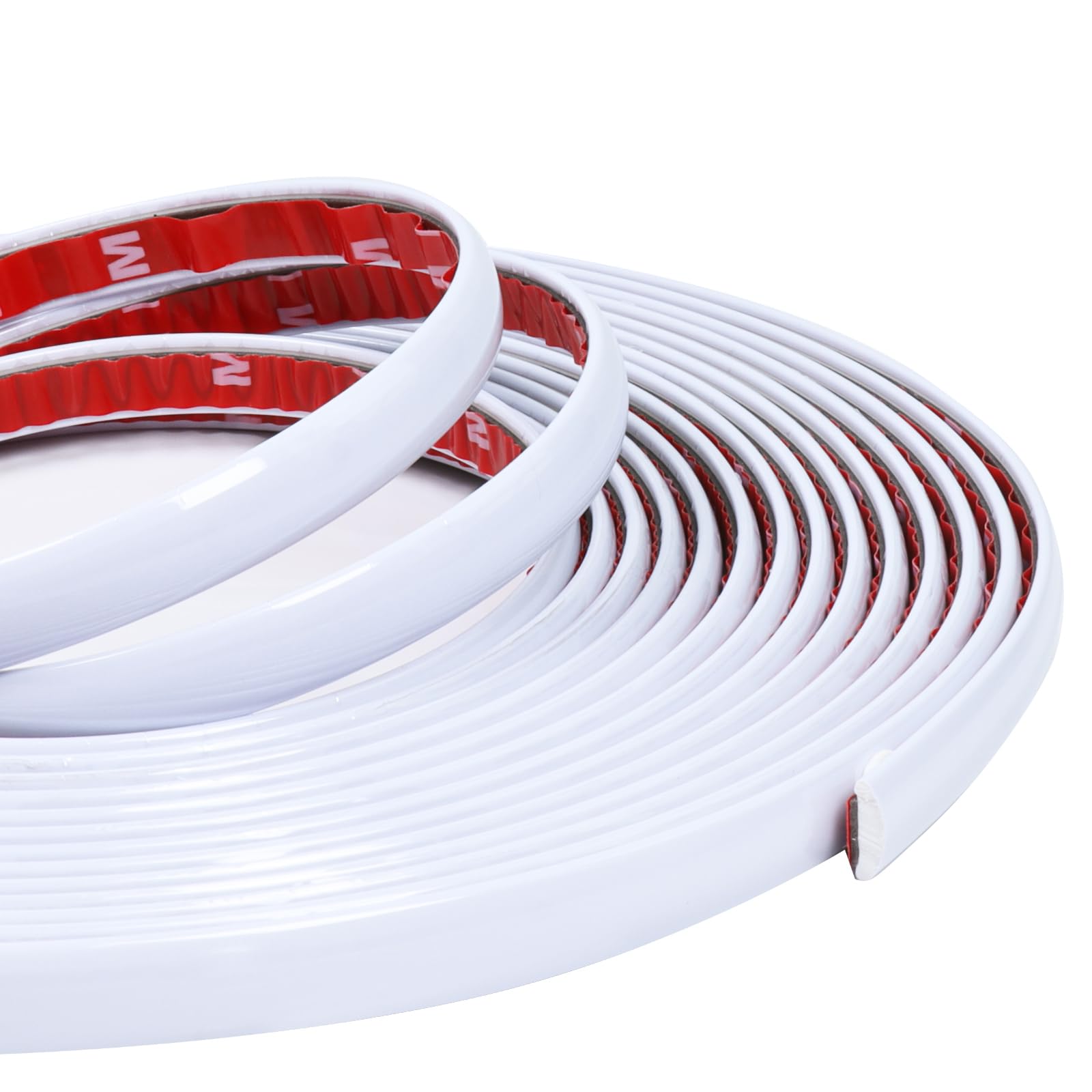 1/2"(12mm) Automotive White Trim Molding 40Ft Universal Car Side Body Molding(Self Adhesive) for Truck RV Motor Exterior Interior Door Window Bumper Scratch-Proof Decorative UV Protected - White