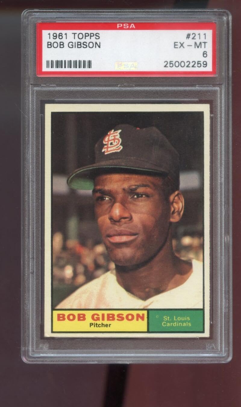 1961 Topps #211 Bob Gibson St, Louis Cardinals MLB EX PSA 6 Graded Baseball Card